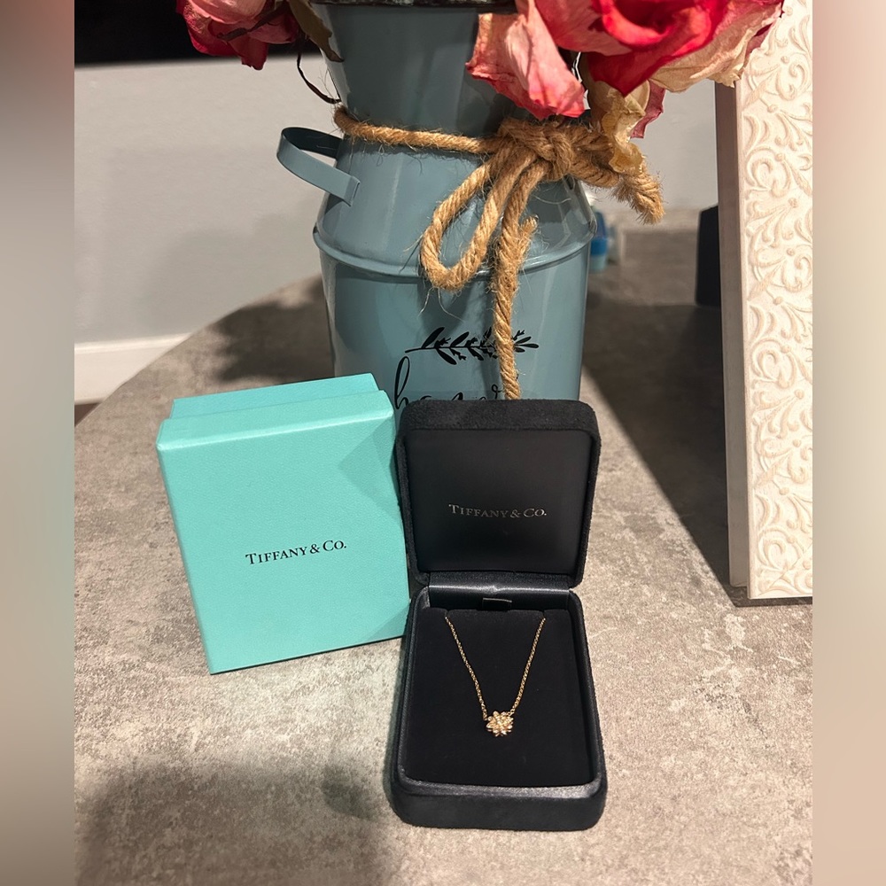 Tiffany & Co. Enchant Diamond 18k Rose Gold Flower Pendant Necklace